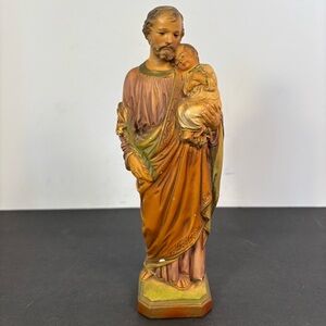 Vintage St. Joseph Statue Holding Child – 8.5” Tall – Neck Repair